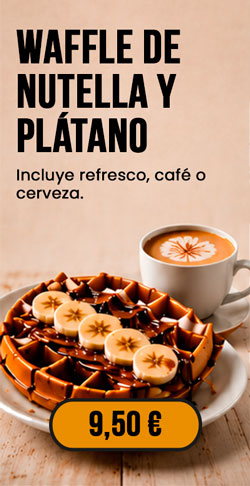 Combo waffle de Nutella y plátano con bebida, 9,50 euros